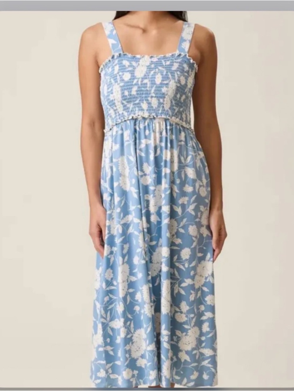 Room Service- Blue Lightweight Smocked Maxi Dress. Size: XS
